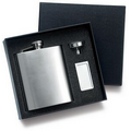 8 Oz. Matte Rimless Stainless Steel Flask w/ Funnel & Money Clip in Box